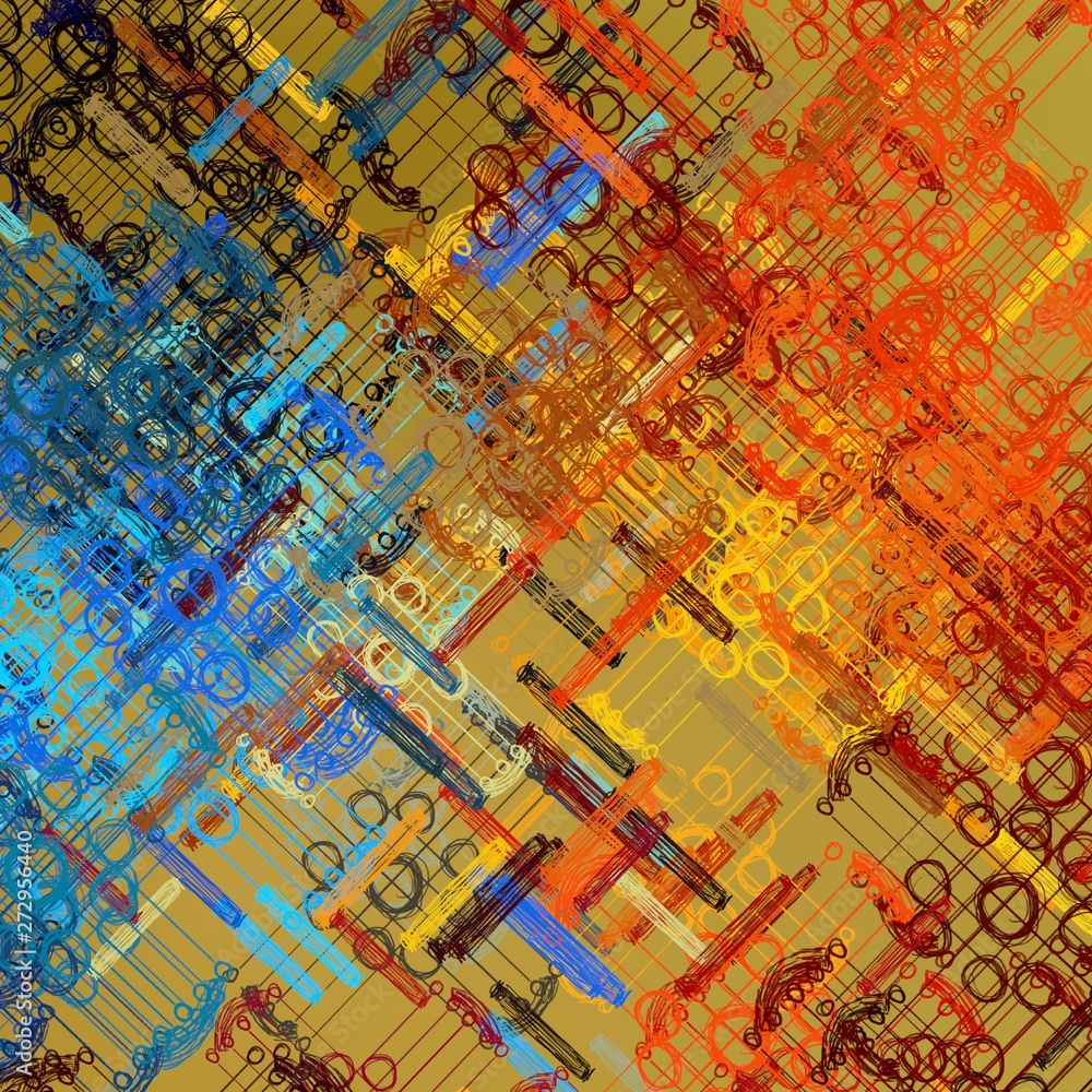 Obraz premium Artistic sketch backdrop material. Abstract geometric pattern. Chaos and random. Modern art drawing painting. 2d illustration. Digital texture wallpaper.