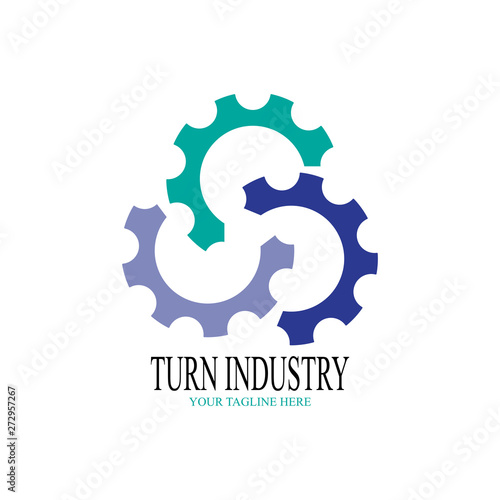 Turn industry logo design. Three half gear