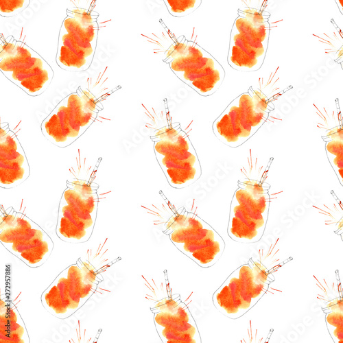 watercolor illustration of cocktails pattern