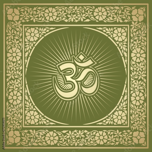 aum syllable, paisley design ,Hinduism, India	