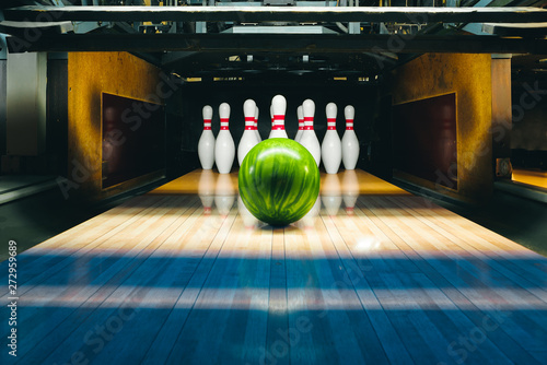 bowling alley. ball and pins. photo