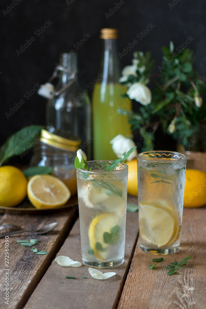 Fototapeta premium Domowa lemoniada z cytryną i miętą