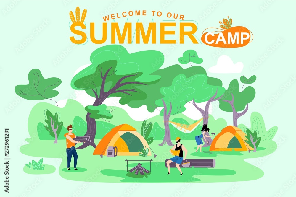 Poster Welcome to Our Summer Camp, Lettering. Poster Welcome to Our Summer Camp, Lettering.