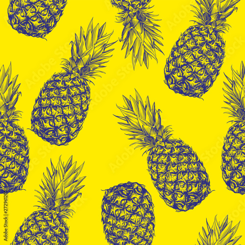 fruit pineapple seamless texture, Wallpaper, background hand drawn vector illustration sketch