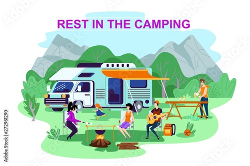 Advertising Poster is Written Rest in the Camping.