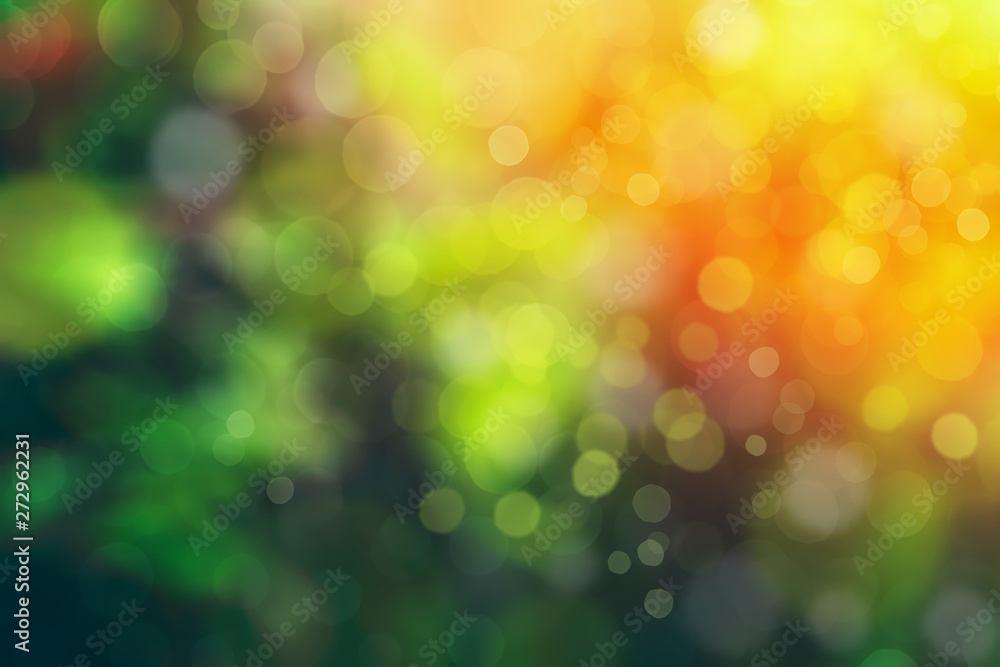 nature green bokeh abstract background and sunshine,there are contrast between deep green and orang light nature green bokeh abstract background and sunshine,there are contrast between deep green and orang light
