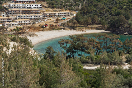 Panorama of beach at Thassos island, East Macedonia and Thrace, Greece  photo