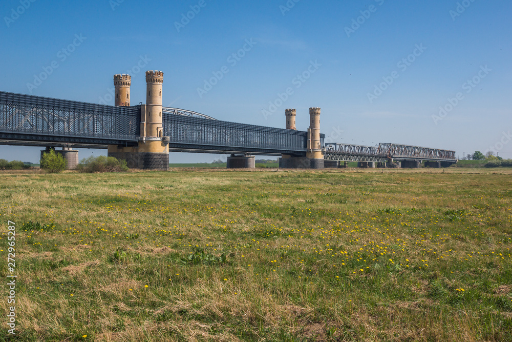 Historic bridge over the Vistula river in Tczew, Pomorskie, Poland