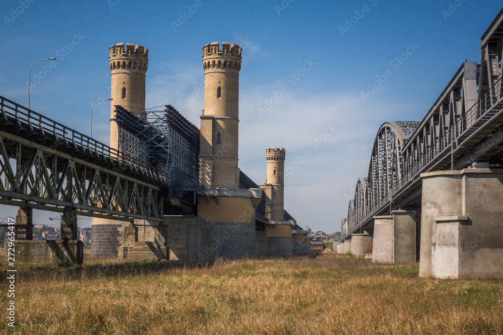 Historic bridge over the Vistula river in Tczew, Pomorskie, Poland