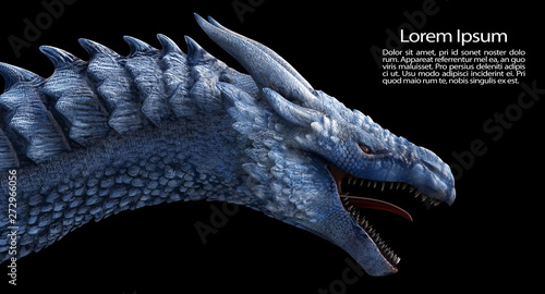 High resolution Ice dragon 3D rendered. Write your text and use it as poster, header, banner or etc.