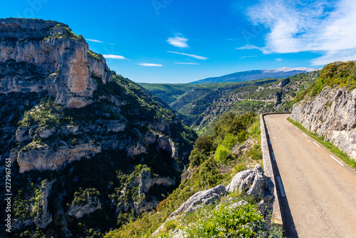 Road clinging to the side of the Gorges de la Nesque in southern France