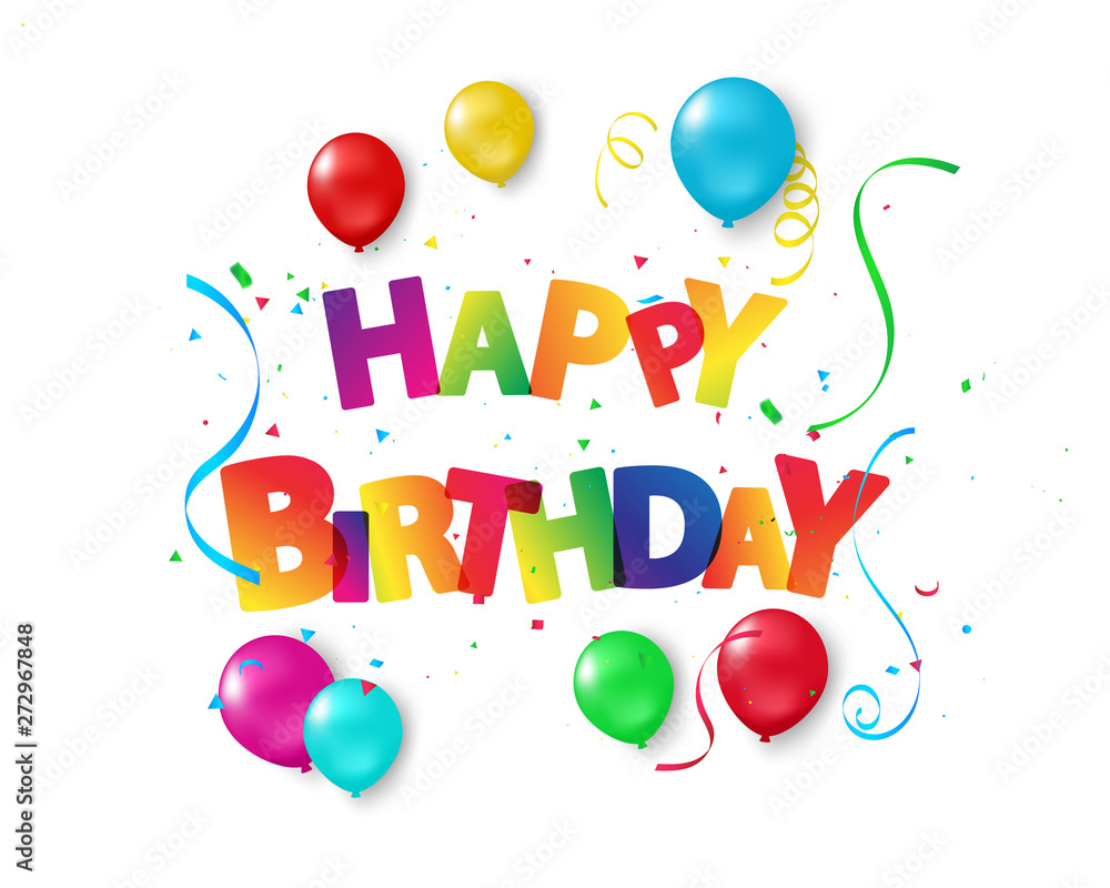 Happy Birthday balloons Colorful celebration background with confetti. Happy Birthday balloons Colorful celebration background with confetti.