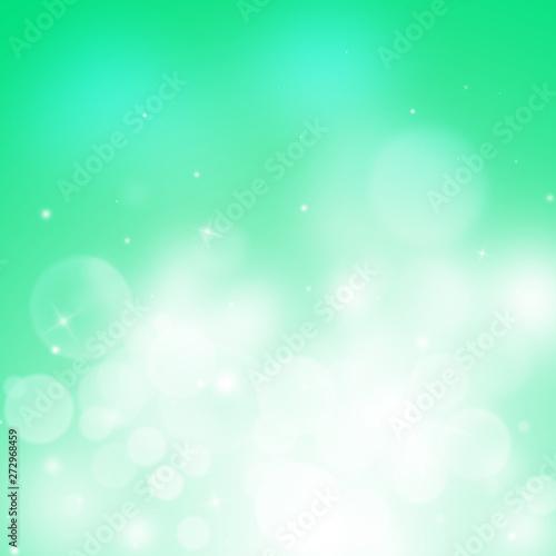 Soft Green sparkle rays with bokeh abstract elegant background. Dust sparks background.