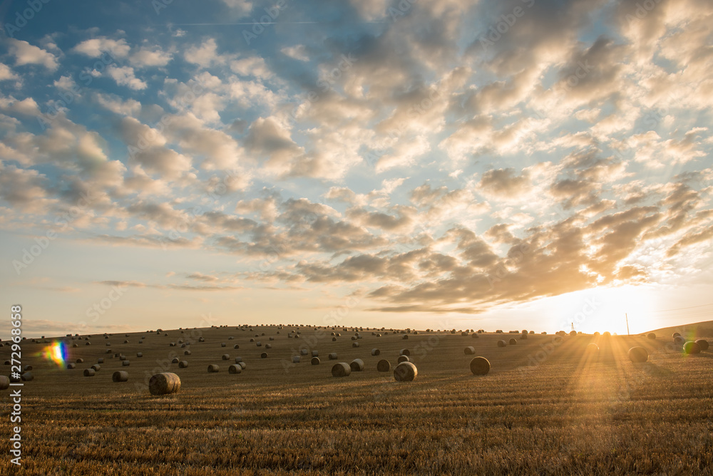 Fototapeta premium Straw bales are the beautiful scenery