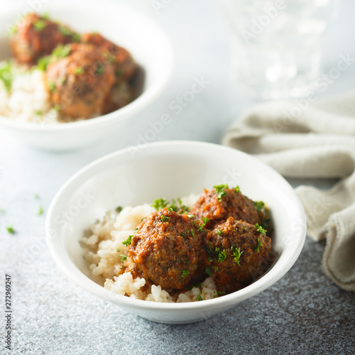 Homemade meatballs with herbs and couscous