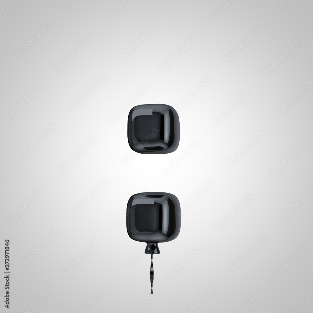 Shiny metallic black balloon colon symbol isolated on white background Shiny metallic black balloon colon symbol isolated on white background