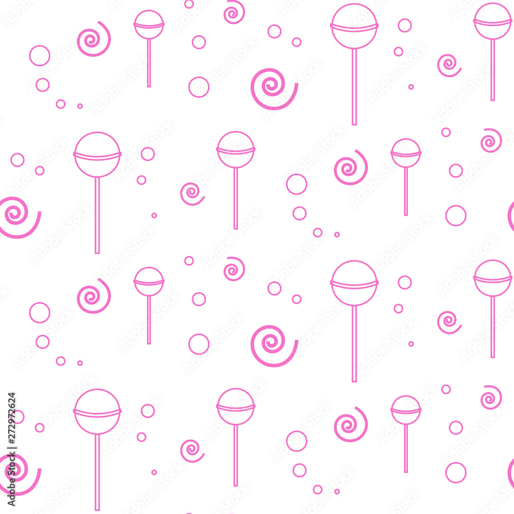 Seamless pattern with candies, spirals and circles