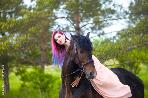 Girl on a black horse