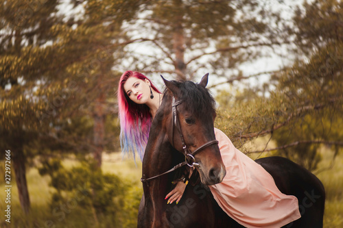 Girl on a black horse