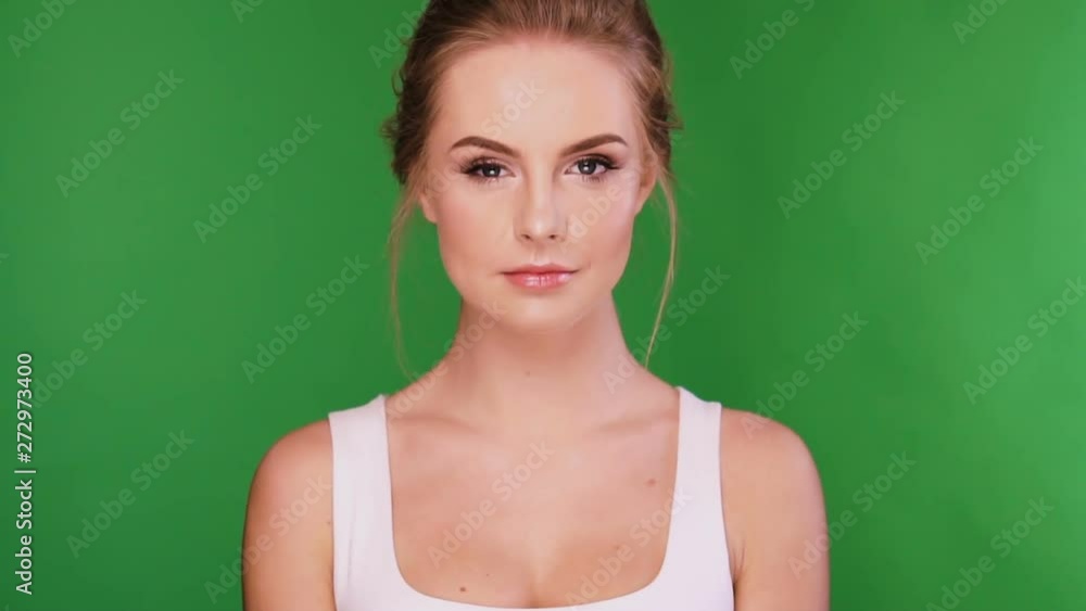 pretty woman on green background pretty woman on green background