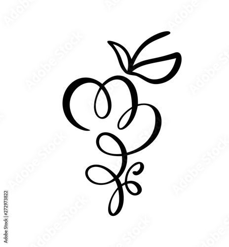 Vector hand drawn Bunch of grapes outline doodle icon fruit. Bunch of grapes sketch illustration for logo, print, web, mobile and infographics isolated on white background