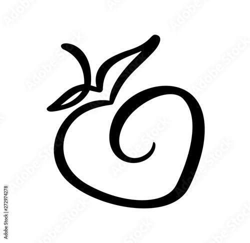 Strawberry hand drawn outline doodle icon. Vector sketch Logo illustration of healthy berry - fresh raw strawberry for print, web, mobile and infographics isolated on white background