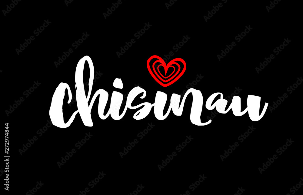 Chisinau city on black background with red heart for logo icon design