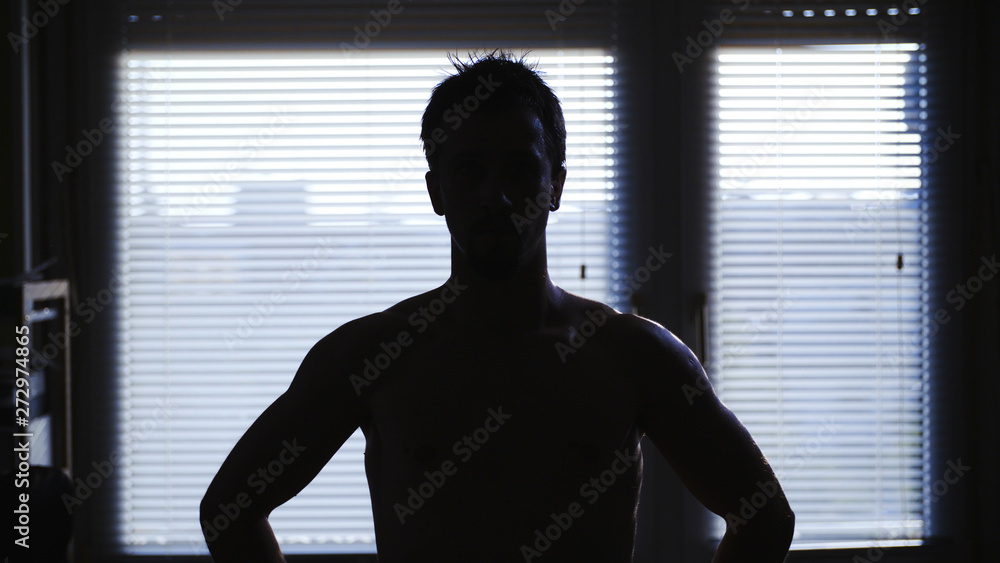Male athlete silhouette posing