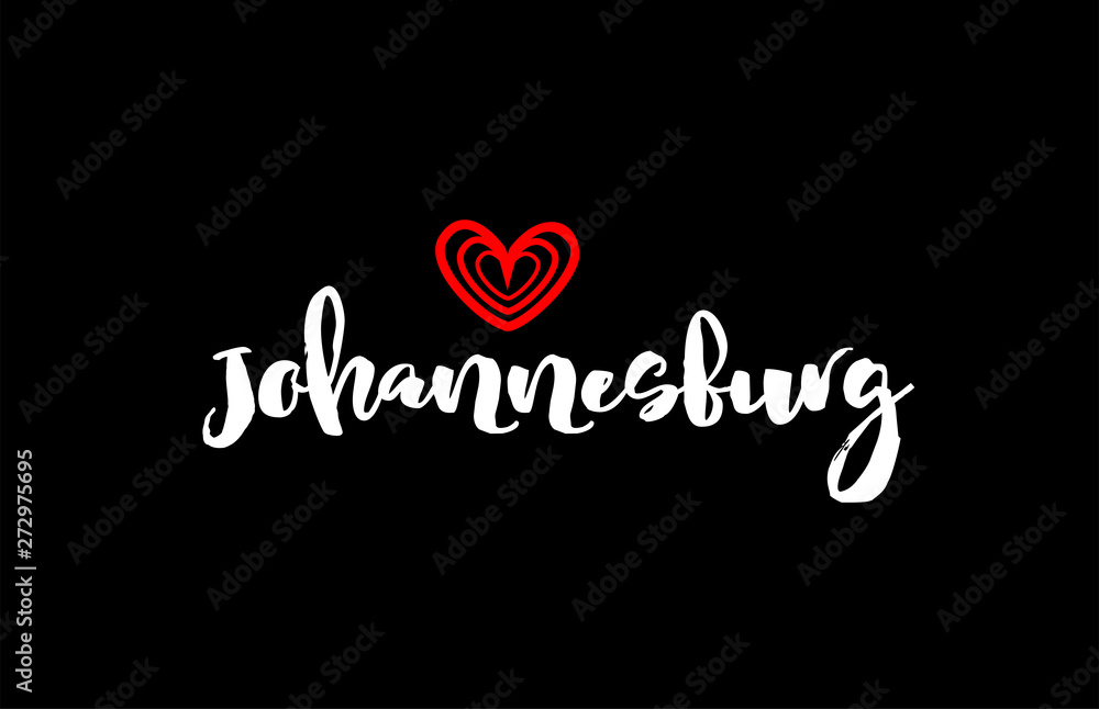 Johannesburg city on black background with red heart for logo icon design