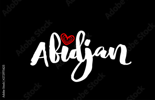 Abidjan city on black background with red heart for logo icon design