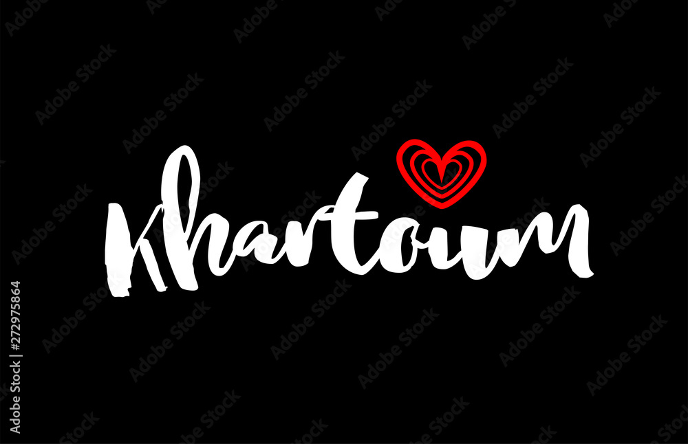 Khartoum city on black background with red heart for logo icon design Khartoum city on black background with red heart for logo icon design