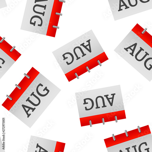  Calendar month August icon seamless pattern on a white background.