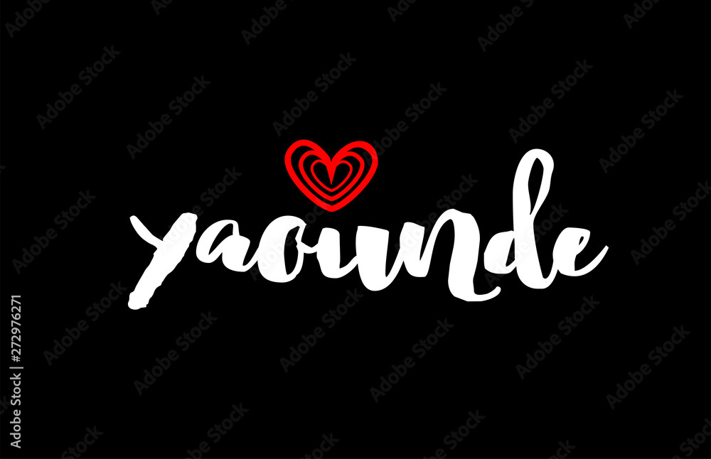 Yaounde city on black background with red heart for logo icon design Yaounde city on black background with red heart for logo icon design