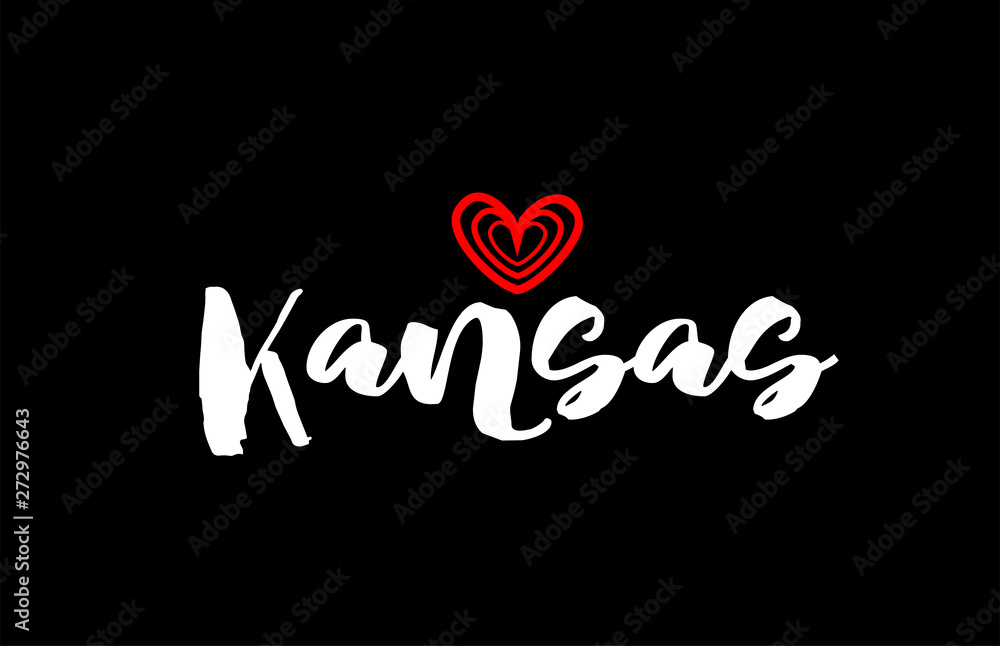 kansas city on black background with red heart for logo icon design