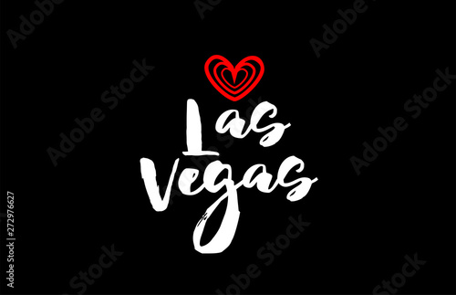 las vegas city on black background with red heart for logo icon design
