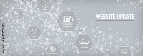 Website Update Icon Set with Web Header Banner