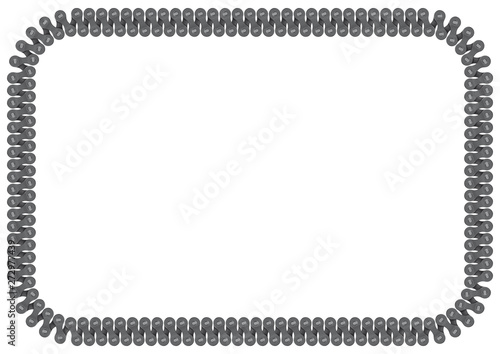 Vector realistic bike chain. A4 frame line with rounded corners. Isolated on white background.