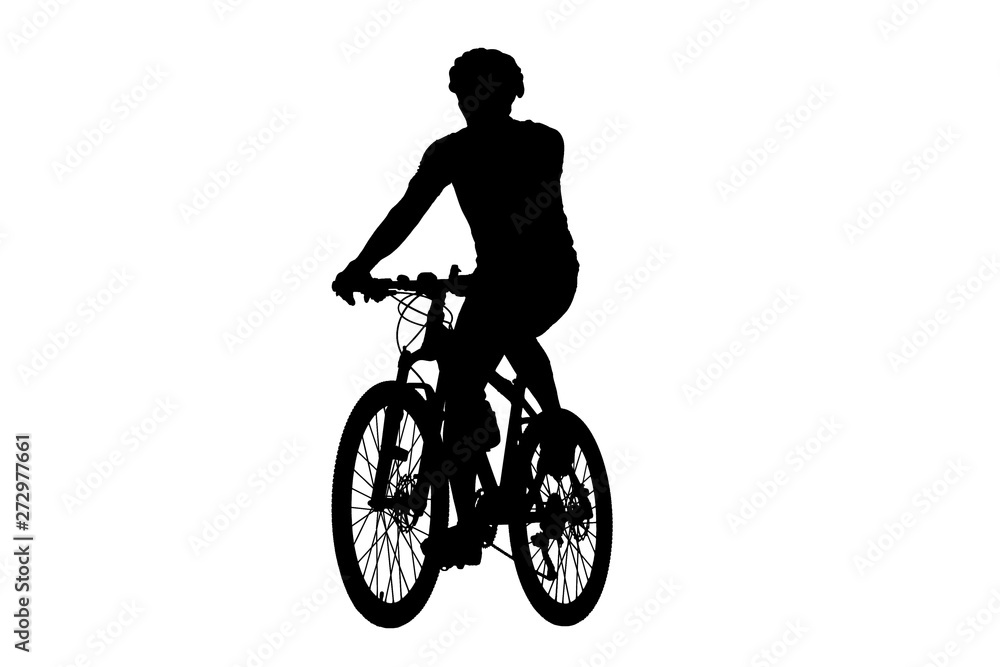 Naklejka premium Cycling Silhouette on white background