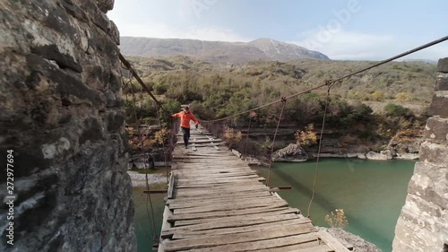 Vjose River in Albania during the autumn season. Permet river and the beautiful colour photo