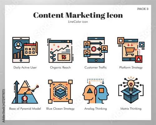 Content marketing icons LineColor pack