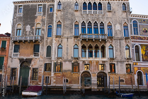 Sunny winter day in Venice, shot from channel