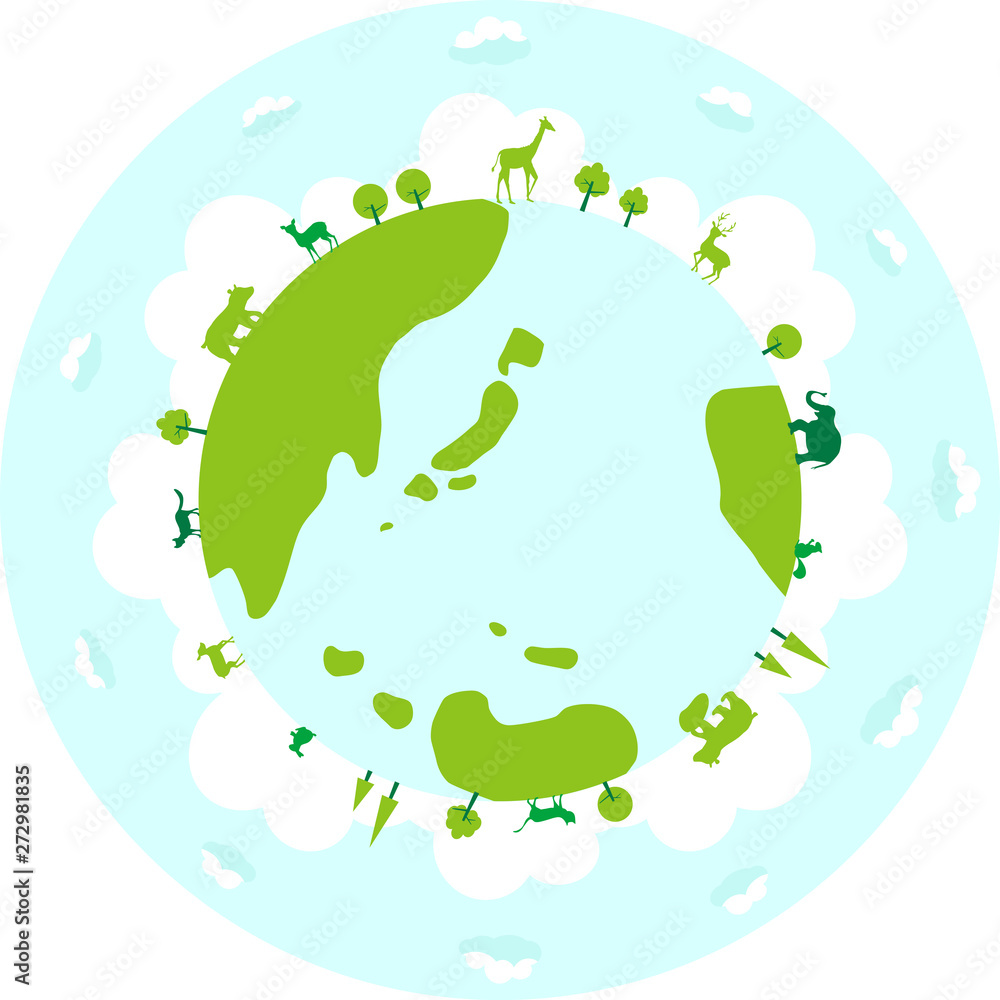 動物 シルエット 地球イラスト Stock Vector Adobe Stock