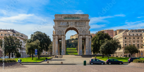 GENOA, ITALY - MARCH 9, 2019: The Arco della Vittoria (Victory Arch) in Genoa, Italy photo