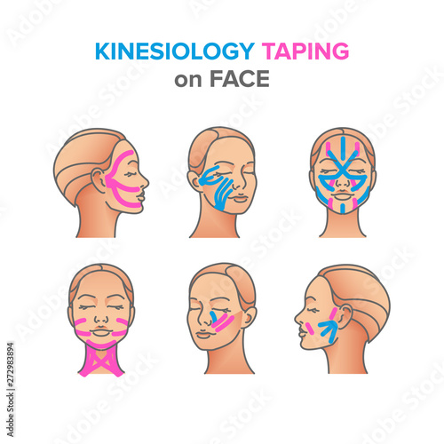 kinesiology taping illustrations on face photo