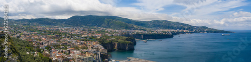 Panorama of the Gulf of Sorrento, seen from the city of Meta, during a sunny summer day