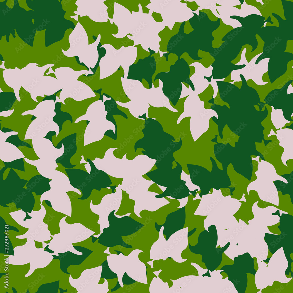Forest camouflage of various shades of green and beige colors Forest camouflage of various shades of green and beige colors