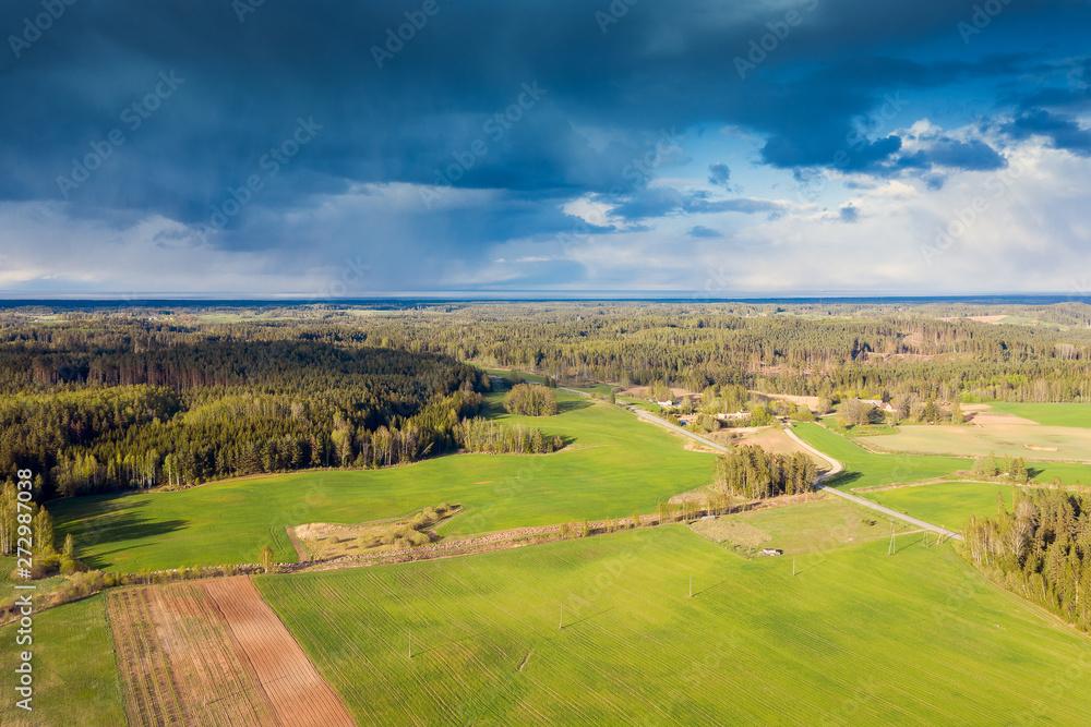 Spring evening in countryside of Latvia.