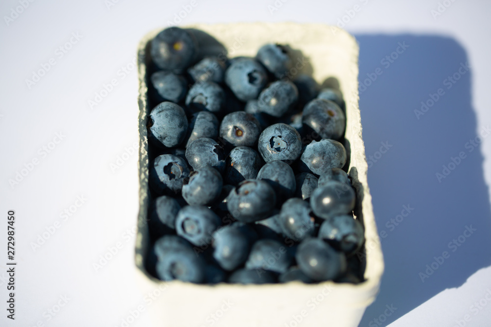 Blueberries in a cup, white background Blueberries in a cup, white background