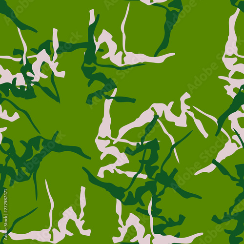 Forest camouflage of various shades of green and beige colors