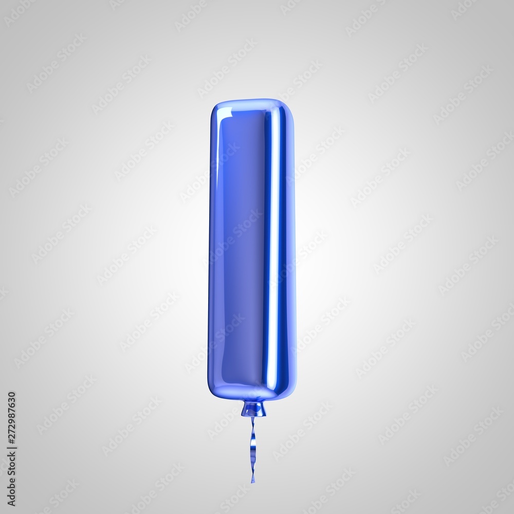 Shiny metallic blue balloon letter L lowercase isolated on white background Shiny metallic blue balloon letter L lowercase isolated on white background